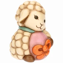 THUN Agnellino Nelly con uovo in ceramica Sorprese di Pasqua, medio* Animali E Mini Animali|Figure
