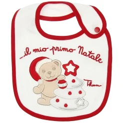 THUN Bavetta bianca e rossa unisex con bottone & OVS in cotone biologico "Il mio primo Natale"* Abbigliamento E Tessile