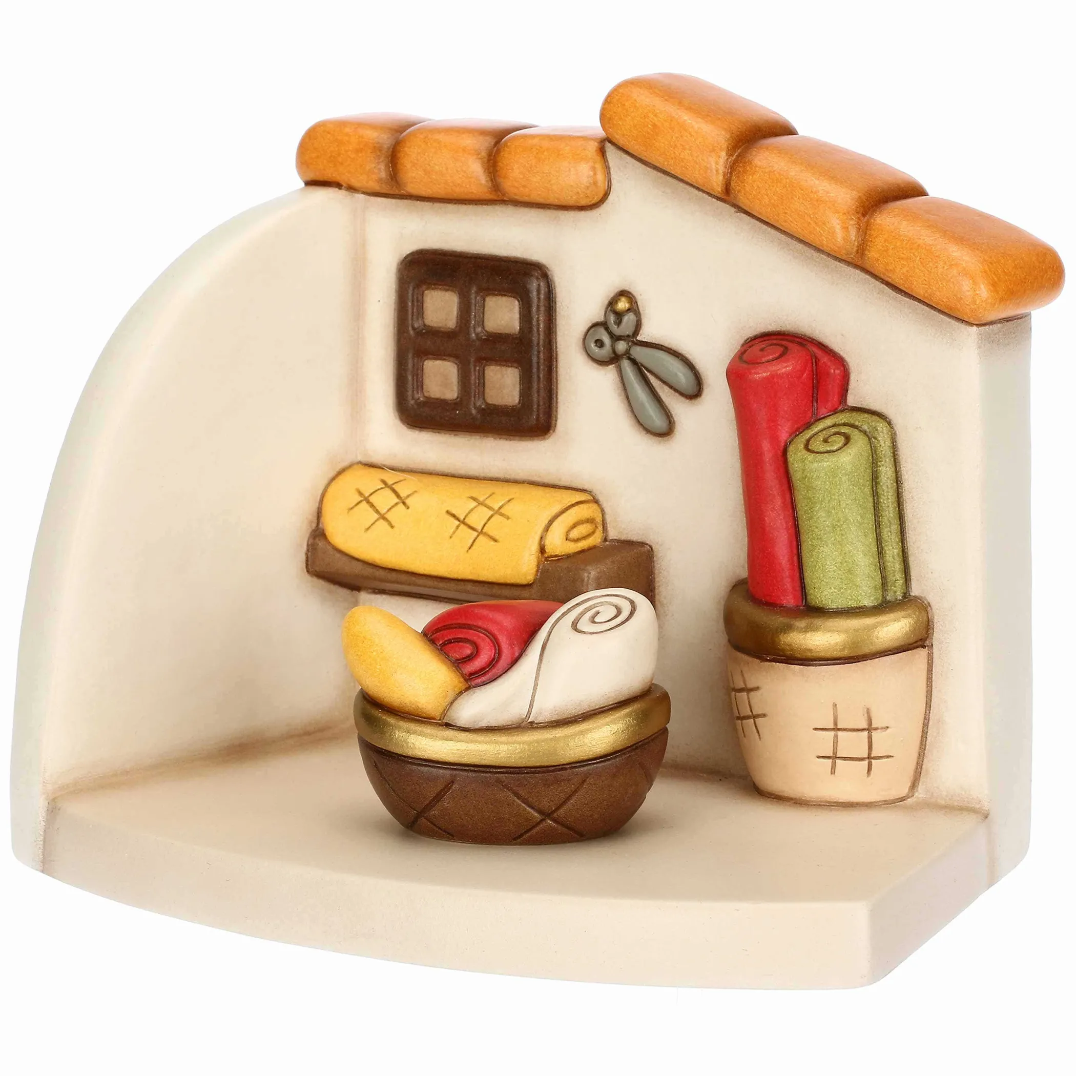 THUN Bottega della sarta con cesti di stoffe in ceramica Presepe Classico* Presepe