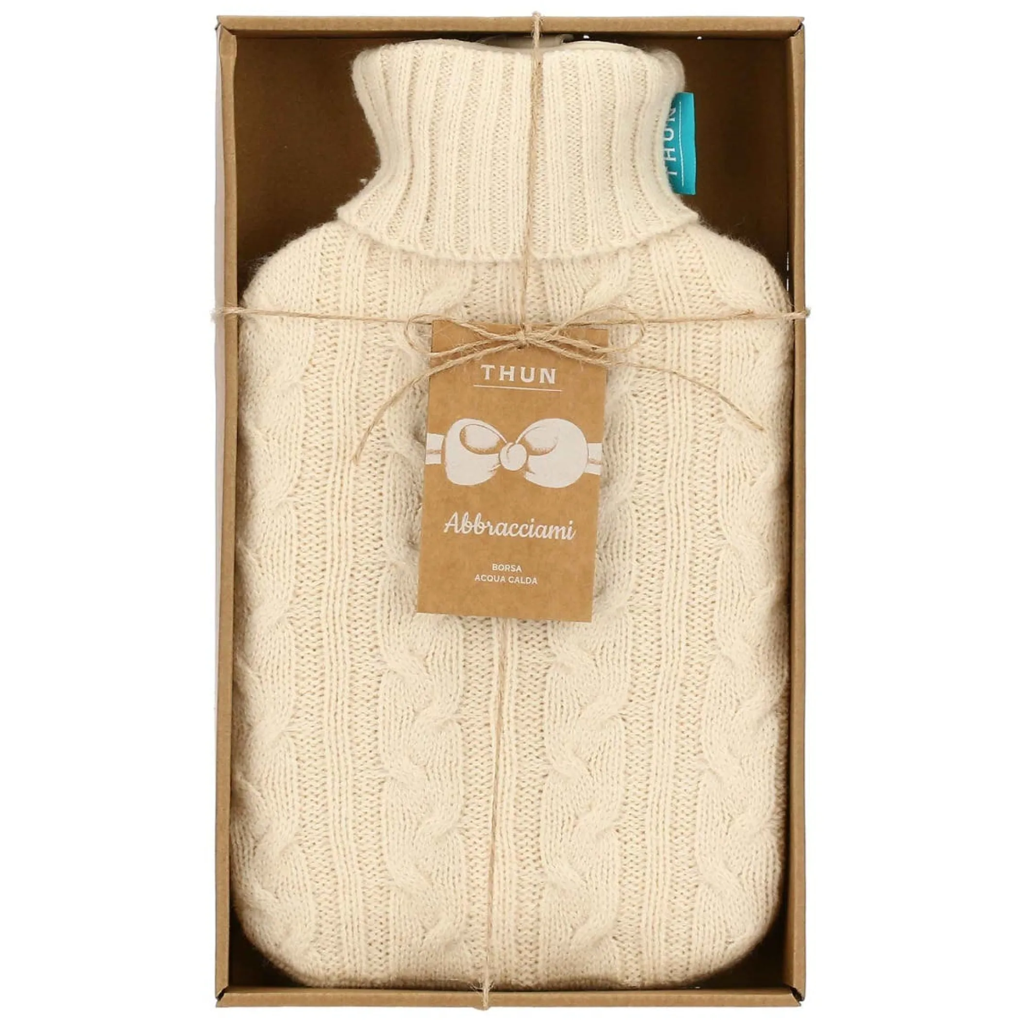 THUN Boule acqua calda con cover in tricot jaqard AbbracciAMI, tortora* Tessile Casa