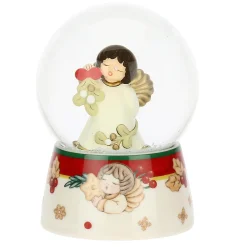 THUN Boule de neige angelo con vischio in vetro e ceramica, media* Angelo|Figure
