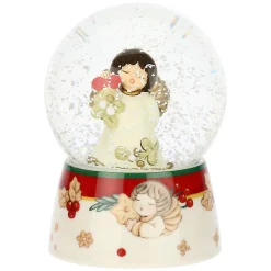 THUN Boule de neige angelo con vischio in vetro e ceramica, media* Angelo|Figure