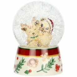 THUN Boule de neige con Teddy e Renna Robin in resina, ceramica e vetro Desideri di Natale, media* Teddy|Addobbi Natalizi