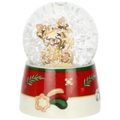 THUN Boule de neige con Teddy vestito da renna in resina, ceramica e vetro Desideri di Natale, piccola* Teddy|Addobbi Natalizi