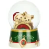 THUN Boule de neige con Teddy e Renna Robin con arcobaleno in resina, ceramica e vetro Desideri di Natale, grande* Teddy|Addobbi Natalizi