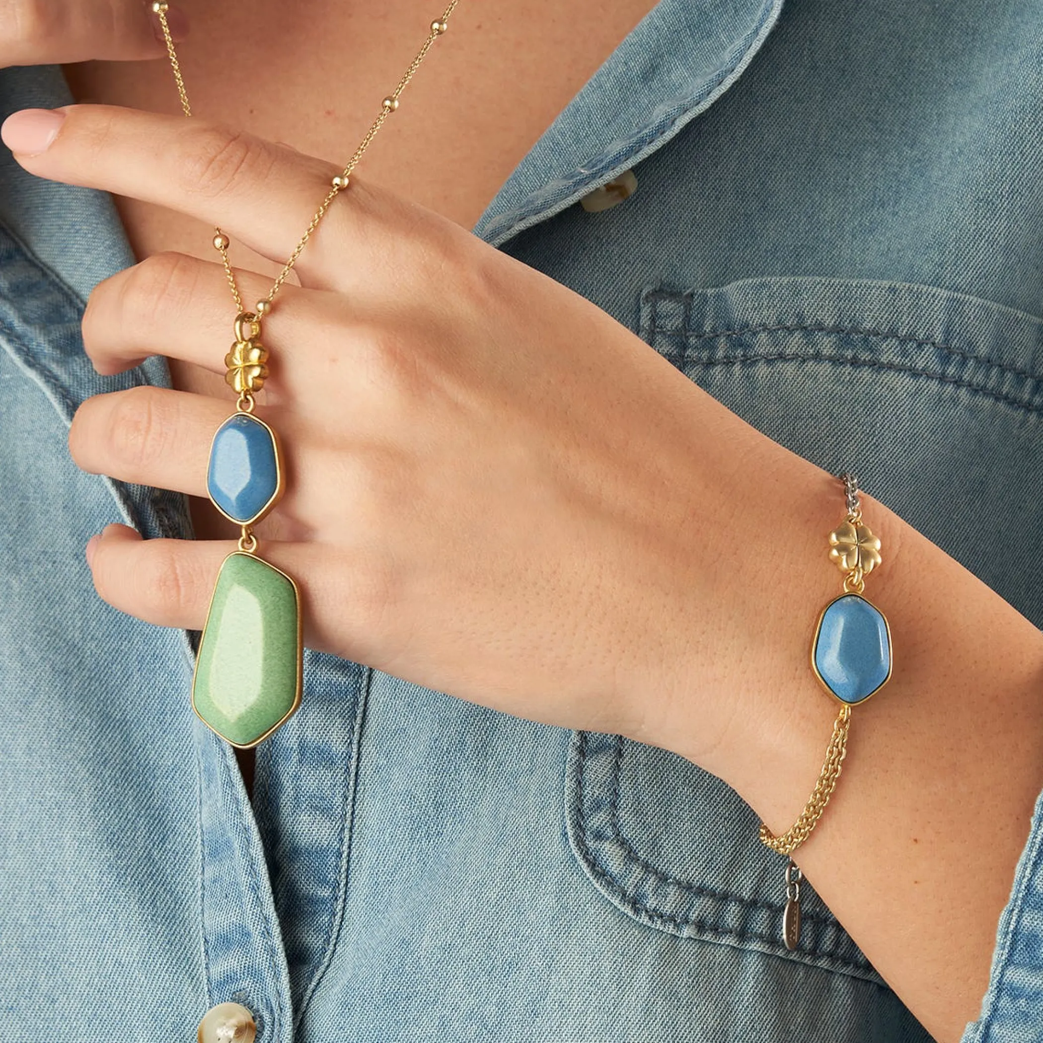 THUN Bracciale con pietra in ceramica e quadrifoglio* Bracciali