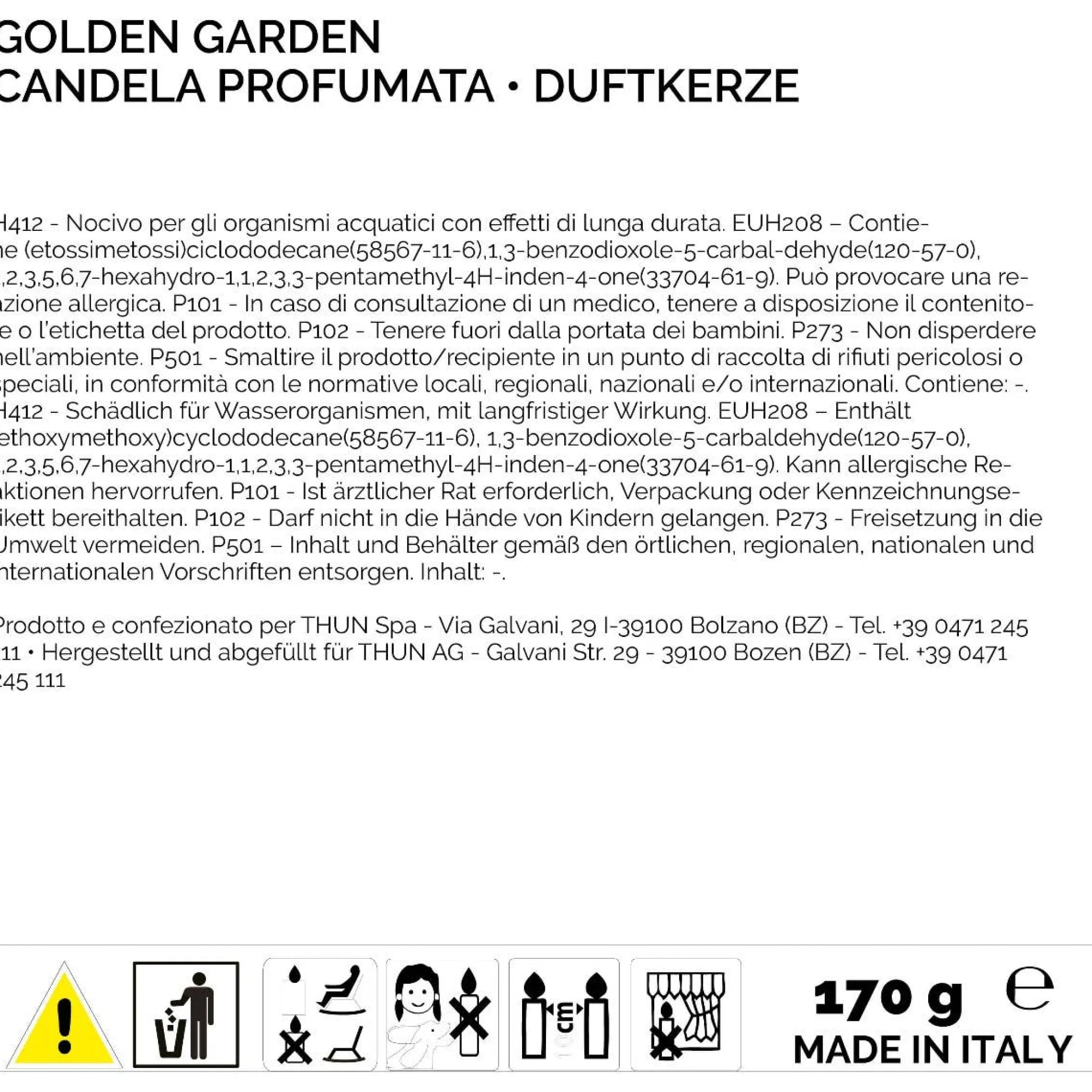 THUN Candela Golden Garden 170 g* Candele Porta Candele