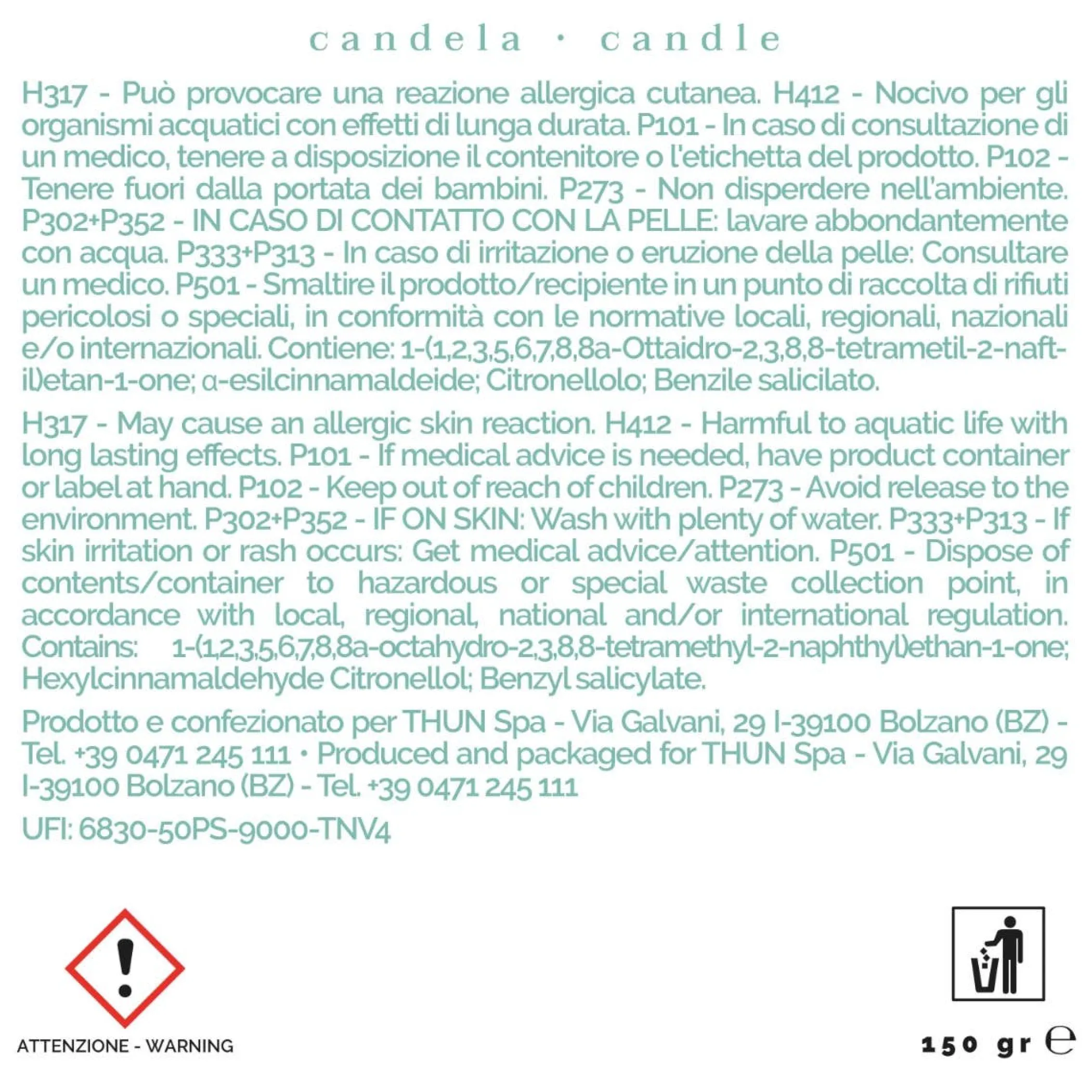 THUN Candela Light Moment Fragrances, piccola* Candele Porta Candele