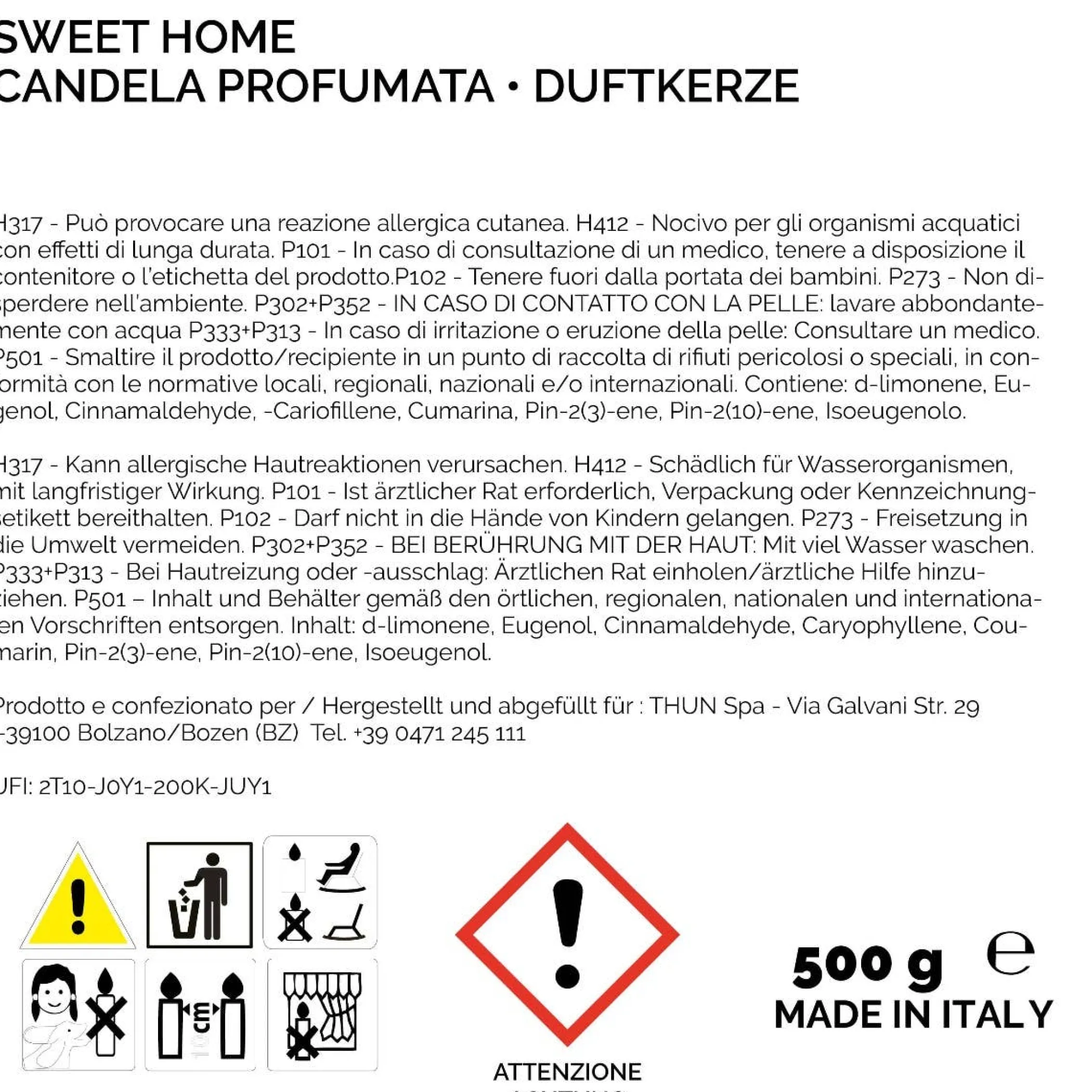 THUN Candela Sweet Home 500 g* Candele Porta Candele