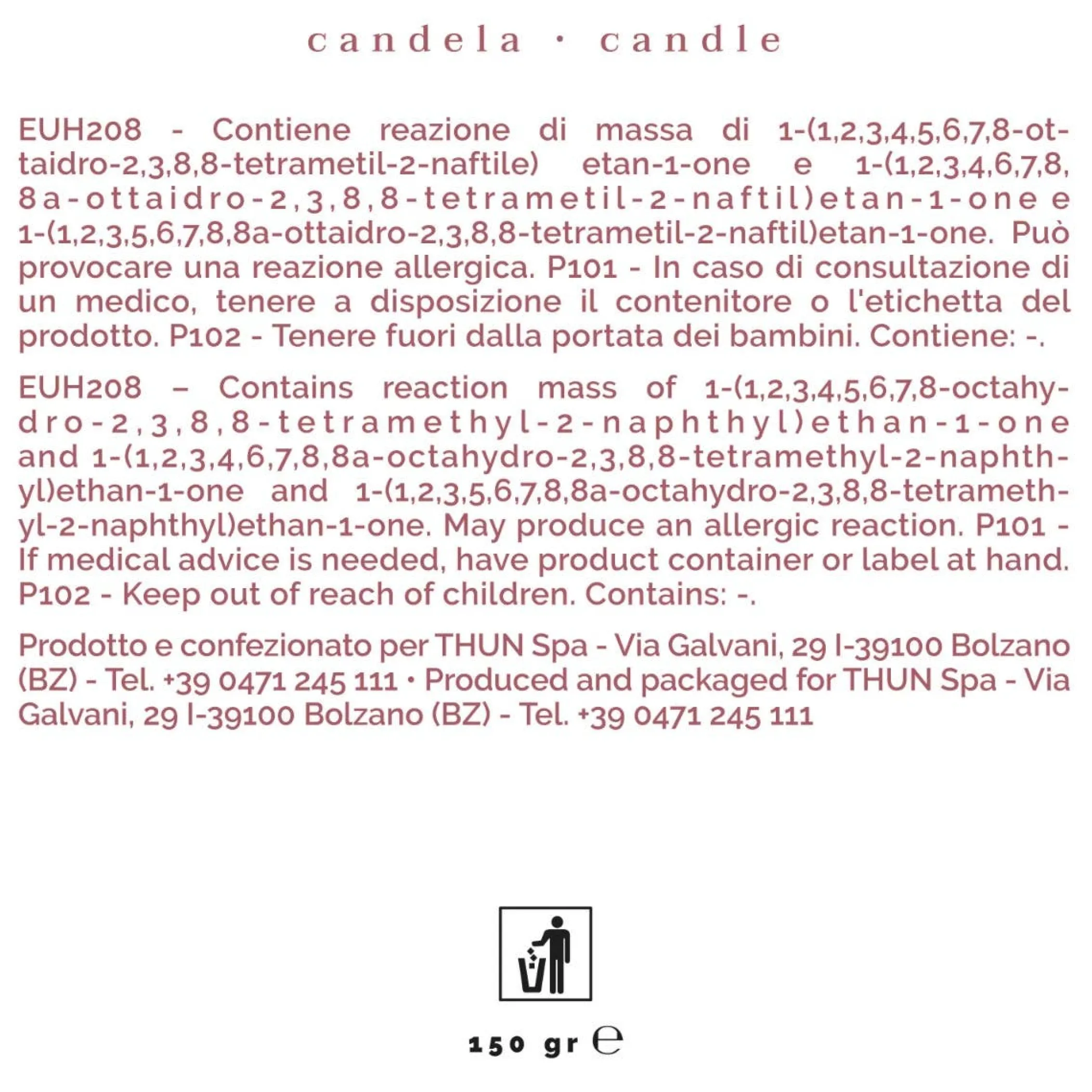 THUN Candela Tobacco Night Fragrances, piccola* Candele Porta Candele