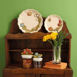 THUN Centrotavola in ceramica Country con fiori e farfalla grande* Country|Altri Complementi Per La Tavola