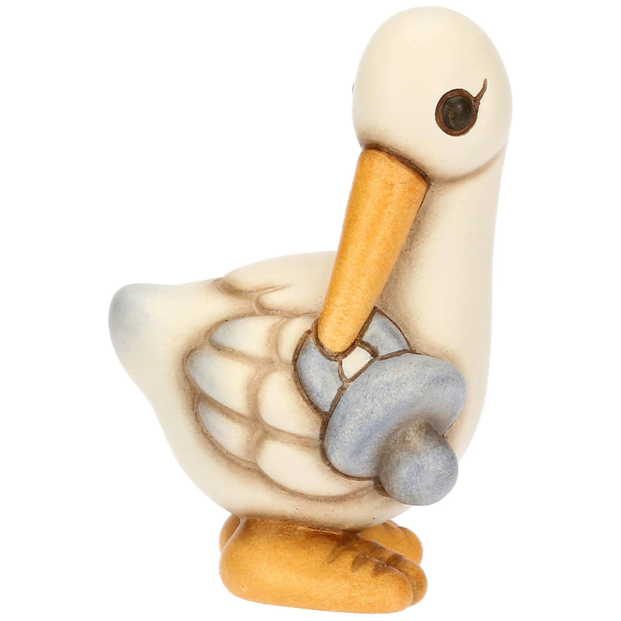 THUN Cicogna Cindy in ceramica con ciuccio azzurro* Bomboniere Battesimo|Bomboniere Nascita