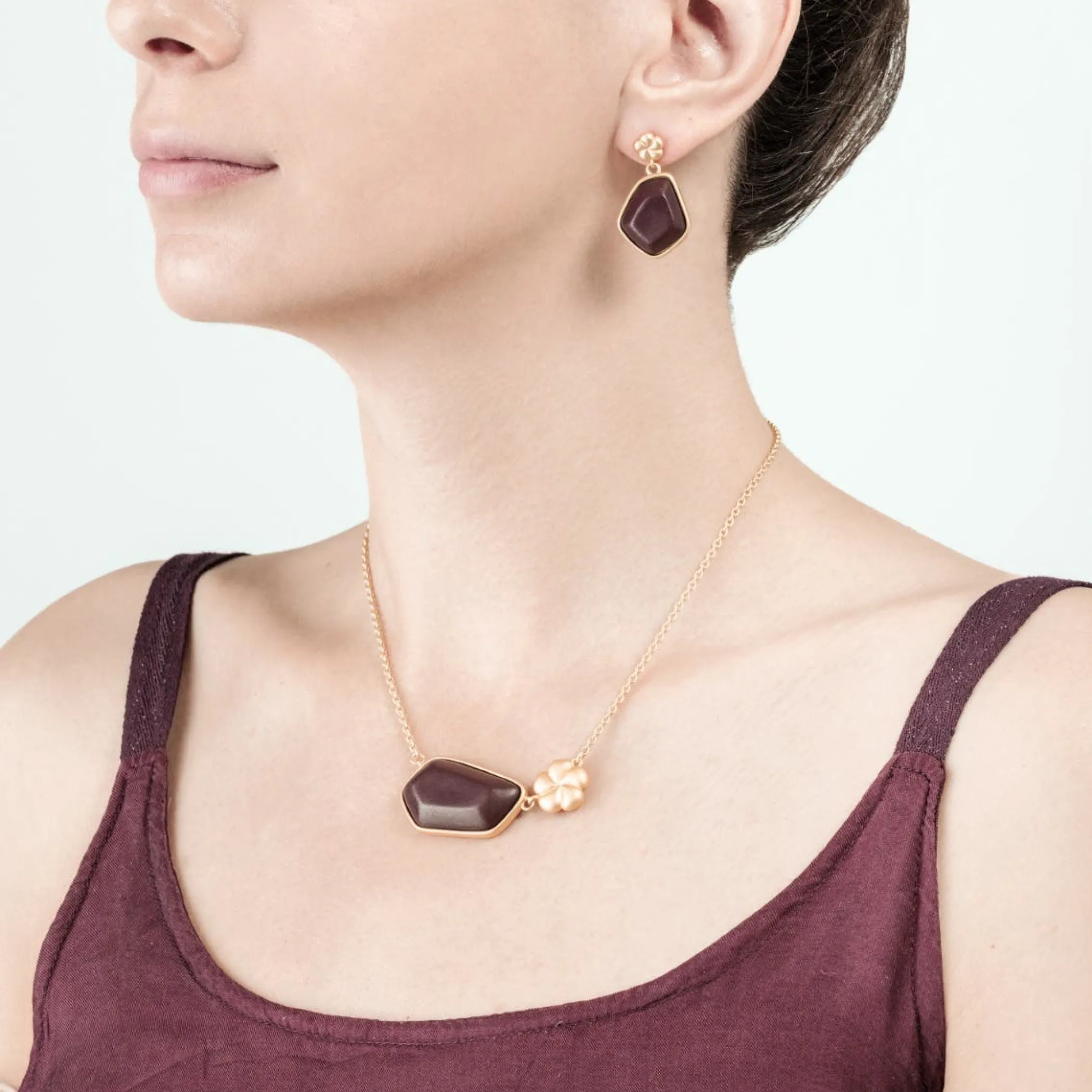 THUN Collana con pietra ceramica e fiore oro* Collane