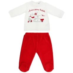 THUN Completo tutina bianca e rossa a maniche lunghe & OVS ciniglia Orso polare Paul 1-3 mesi* Abbigliamento E Tessile