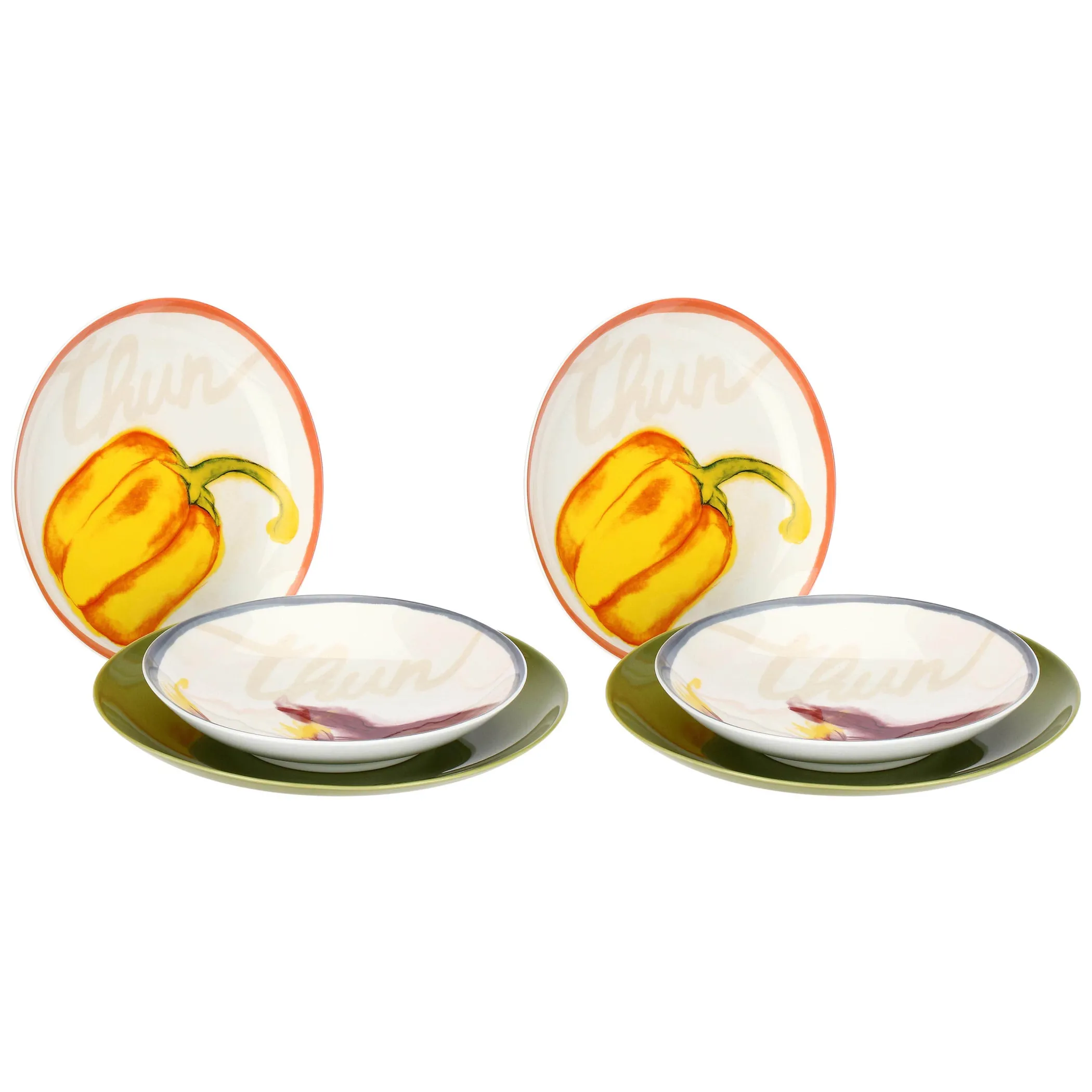 THUN Conf. 2 posti tavola in porcellana Ortilia* Piatti E Servizi Di Piatti