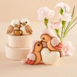 THUN Coppia ciuffolotti in ceramica con cuore, medi* Figure