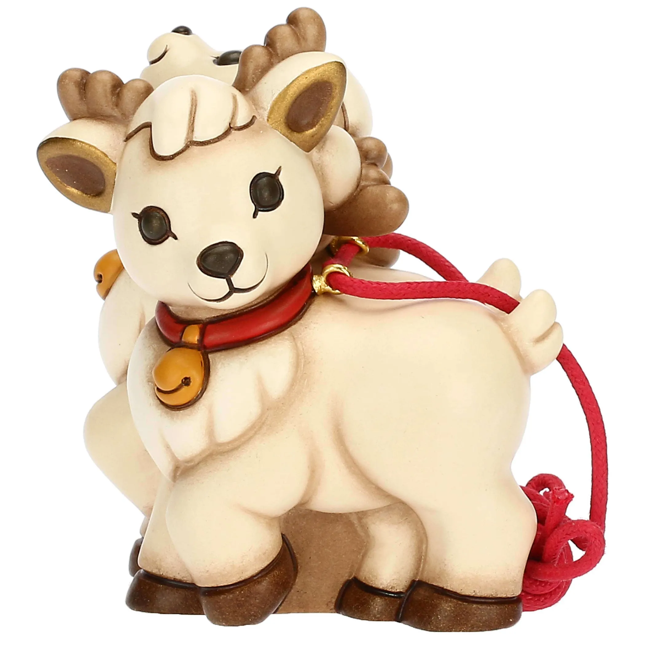 THUN Coppia di Renne Robin per Slitta componibile in ceramica* Addobbi Natalizi