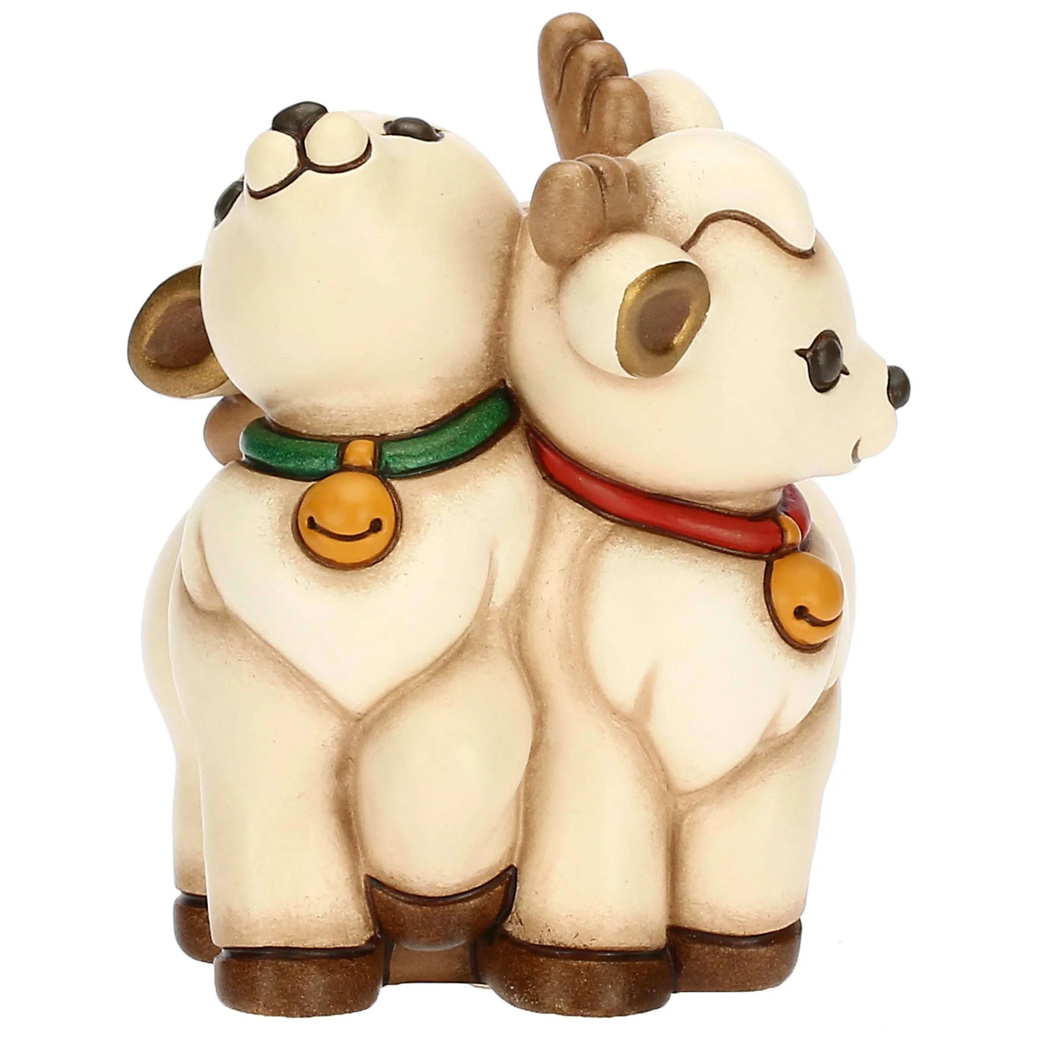 THUN Coppia di Renne Robin per Slitta componibile in ceramica* Addobbi Natalizi