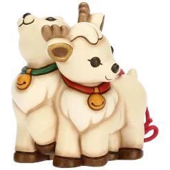 THUN Coppia di Renne Robin per Slitta componibile in ceramica* Addobbi Natalizi