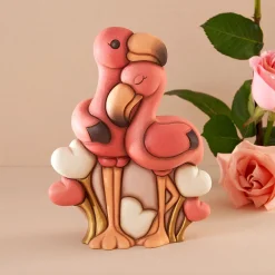 THUN Coppia fenicotteri in ceramica con cuori, maxi* Maxi Figure|Figure
