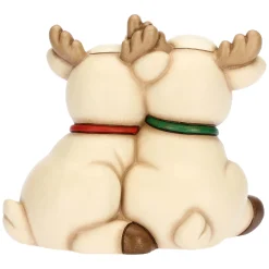 THUN Coppia renna Robin abbracciati in ceramica* Addobbi Natalizi|Figure