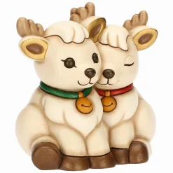 THUN Coppia renna Robin abbracciati in ceramica* Addobbi Natalizi|Figure