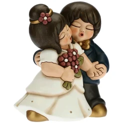 THUN Coppia sposini mano nella mano con bouquet maxi* Bomboniere Anniversario|Bomboniere Matrimonio