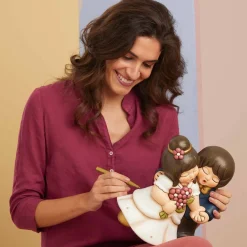 THUN Coppia sposini mano nella mano con bouquet maxi* Bomboniere Anniversario|Bomboniere Matrimonio