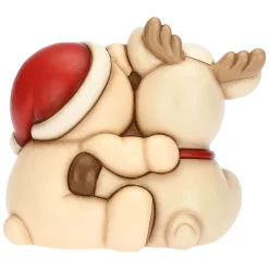 THUN Coppia Teddy e Renna Robin abbracciati in ceramica* Teddy|Addobbi Natalizi