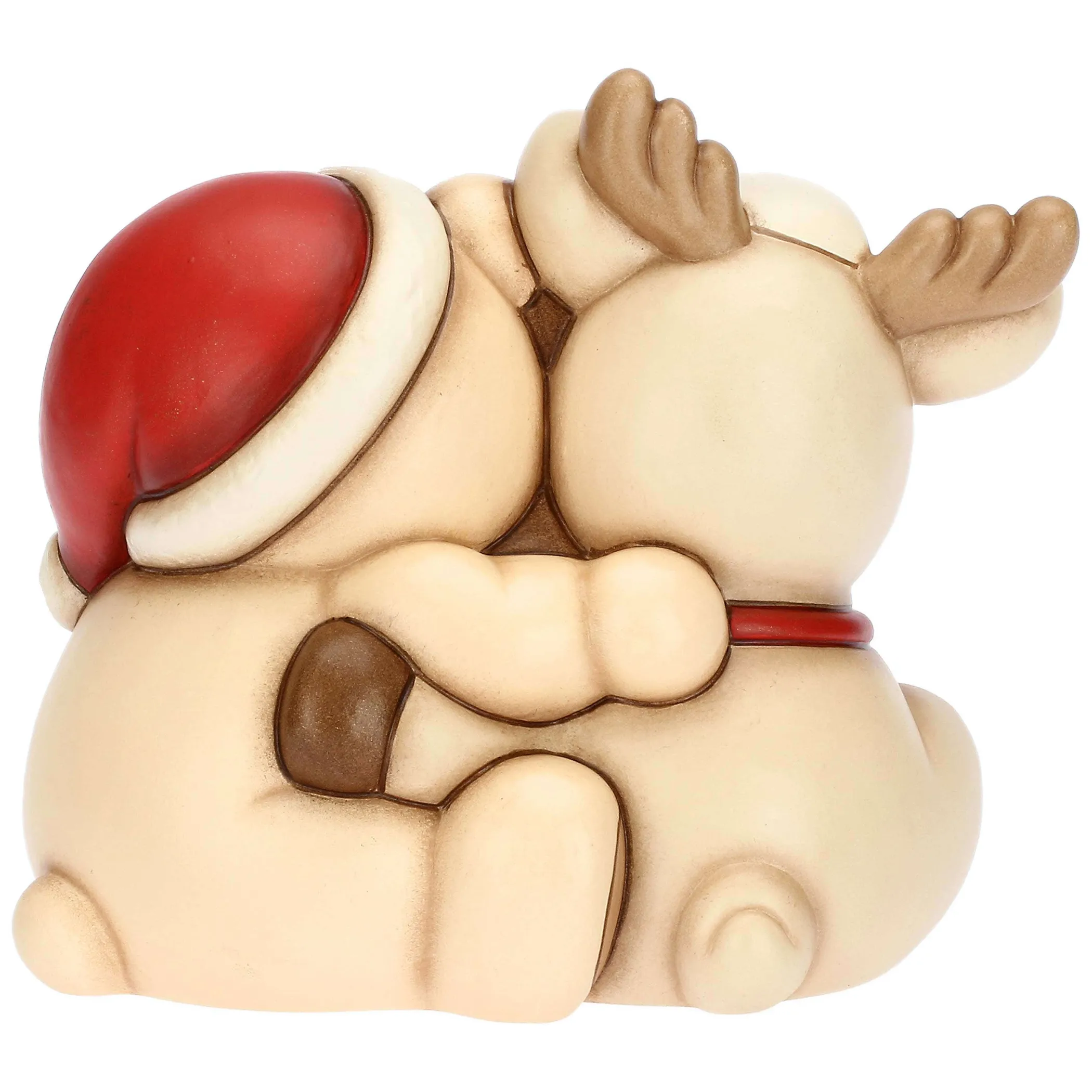 THUN Coppia Teddy e Renna Robin abbracciati in ceramica* Teddy|Addobbi Natalizi