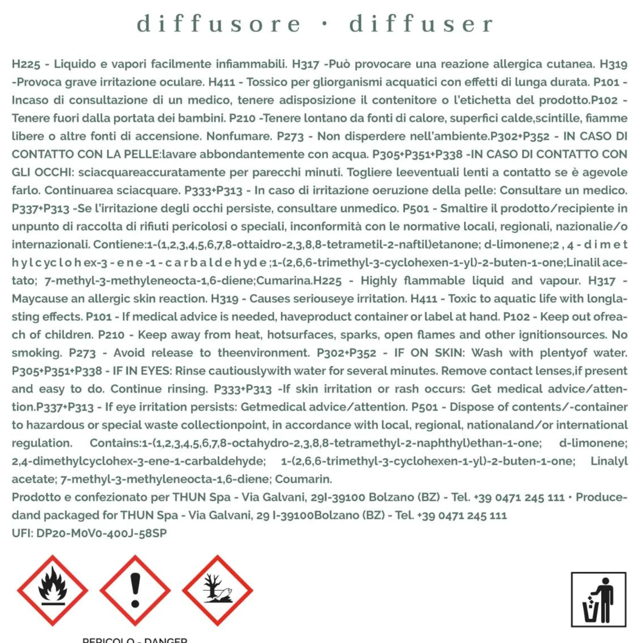 THUN Diffusore Tonka Noon Fragrances, grande* Diffusori