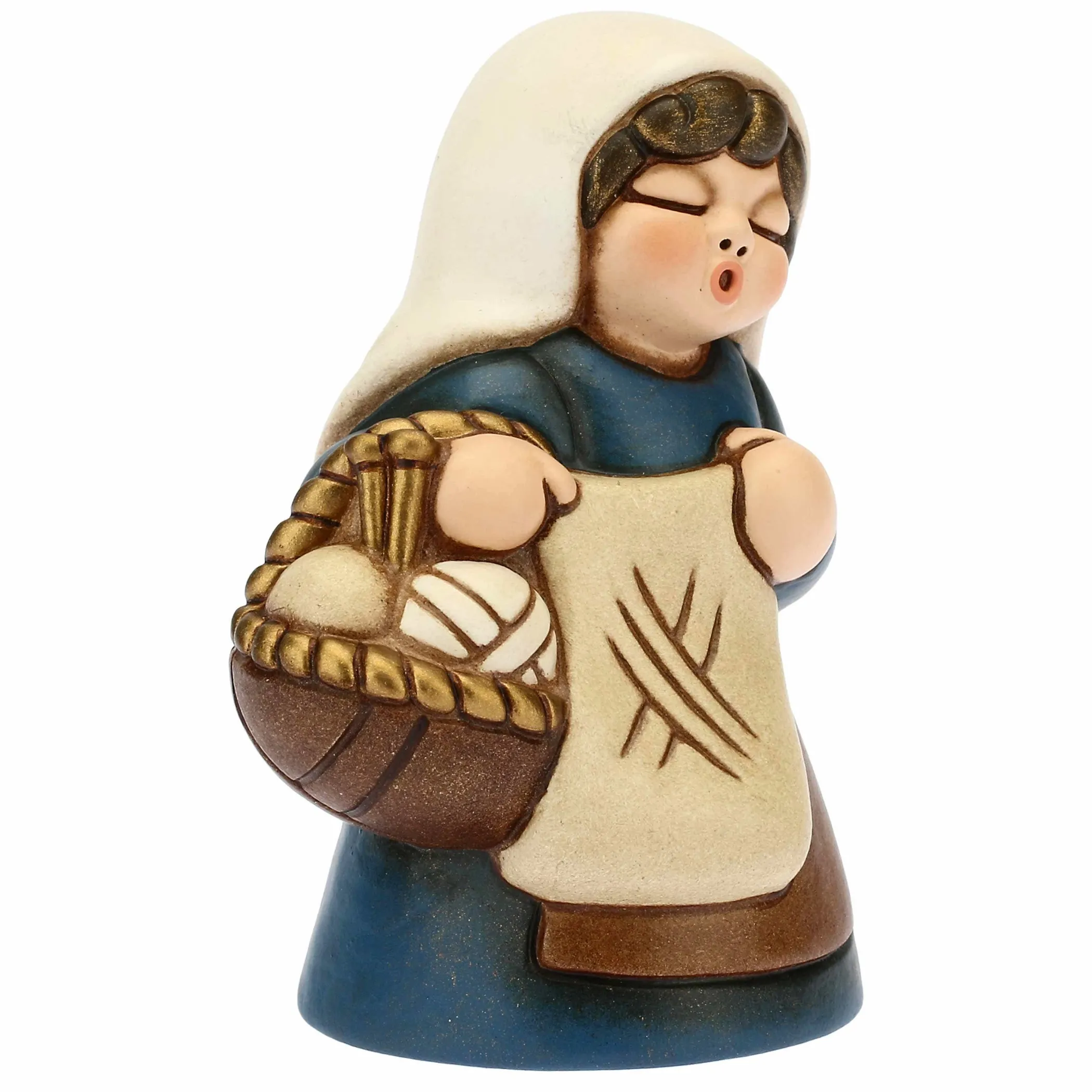 THUN Donna che lavora a maglia Presepe classico variante blu* Presepe