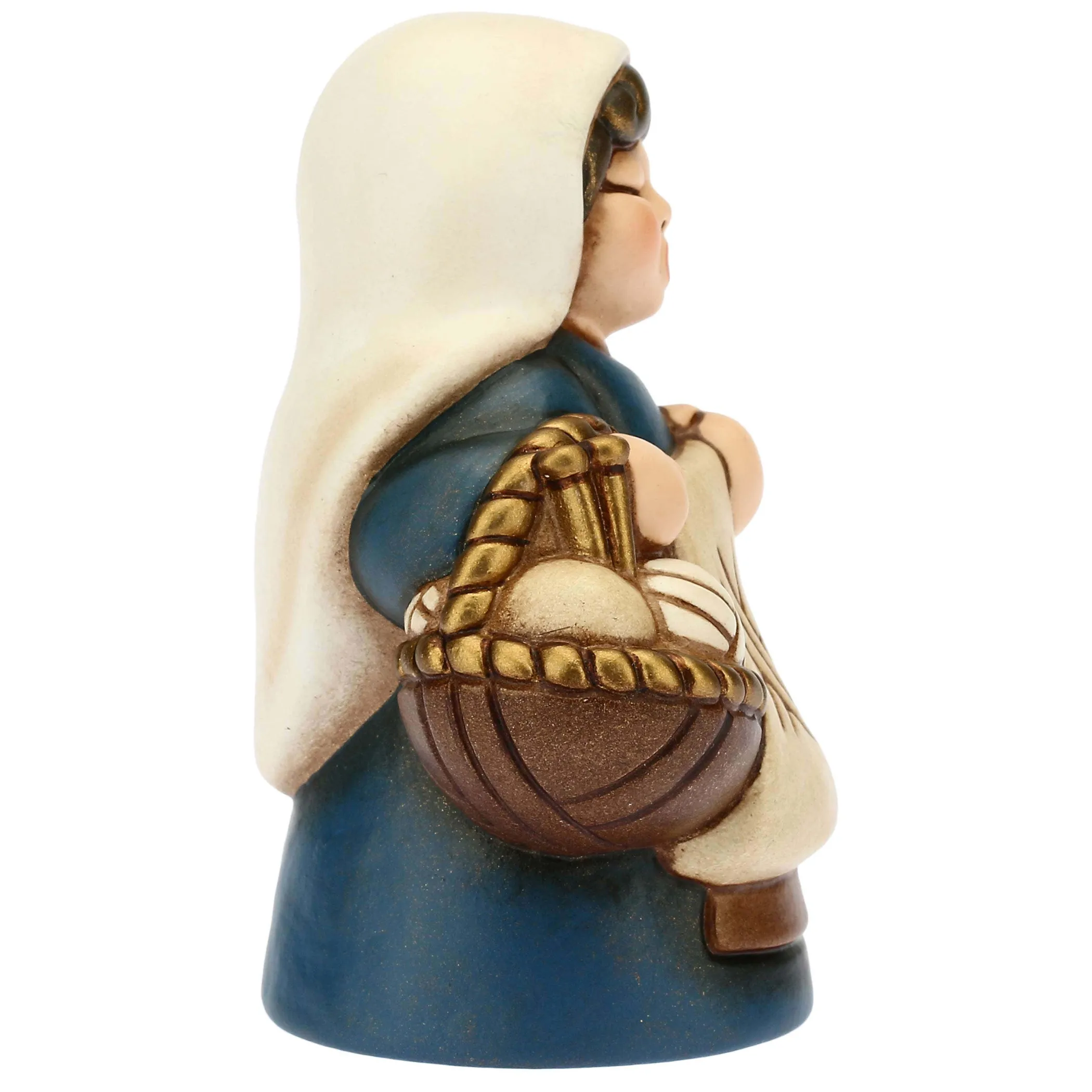 THUN Donna che lavora a maglia Presepe classico variante blu* Presepe