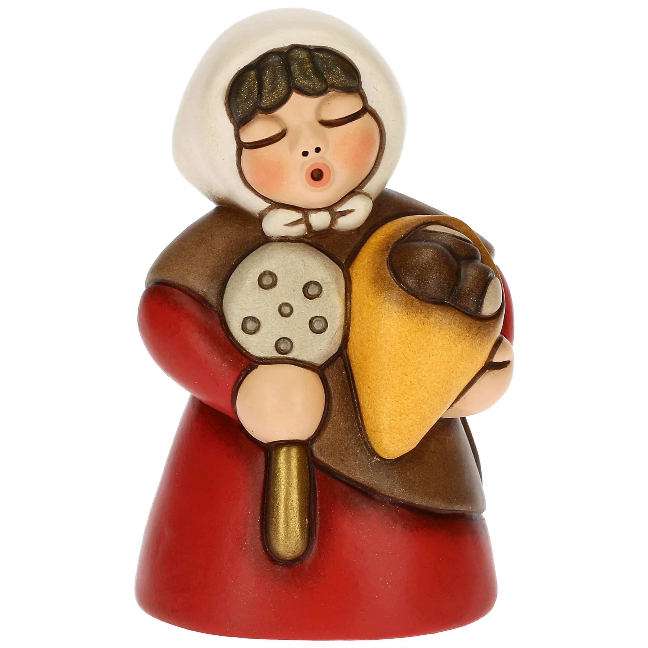 THUN Donna con castagne in ceramica Presepe Classico rosso* Presepe