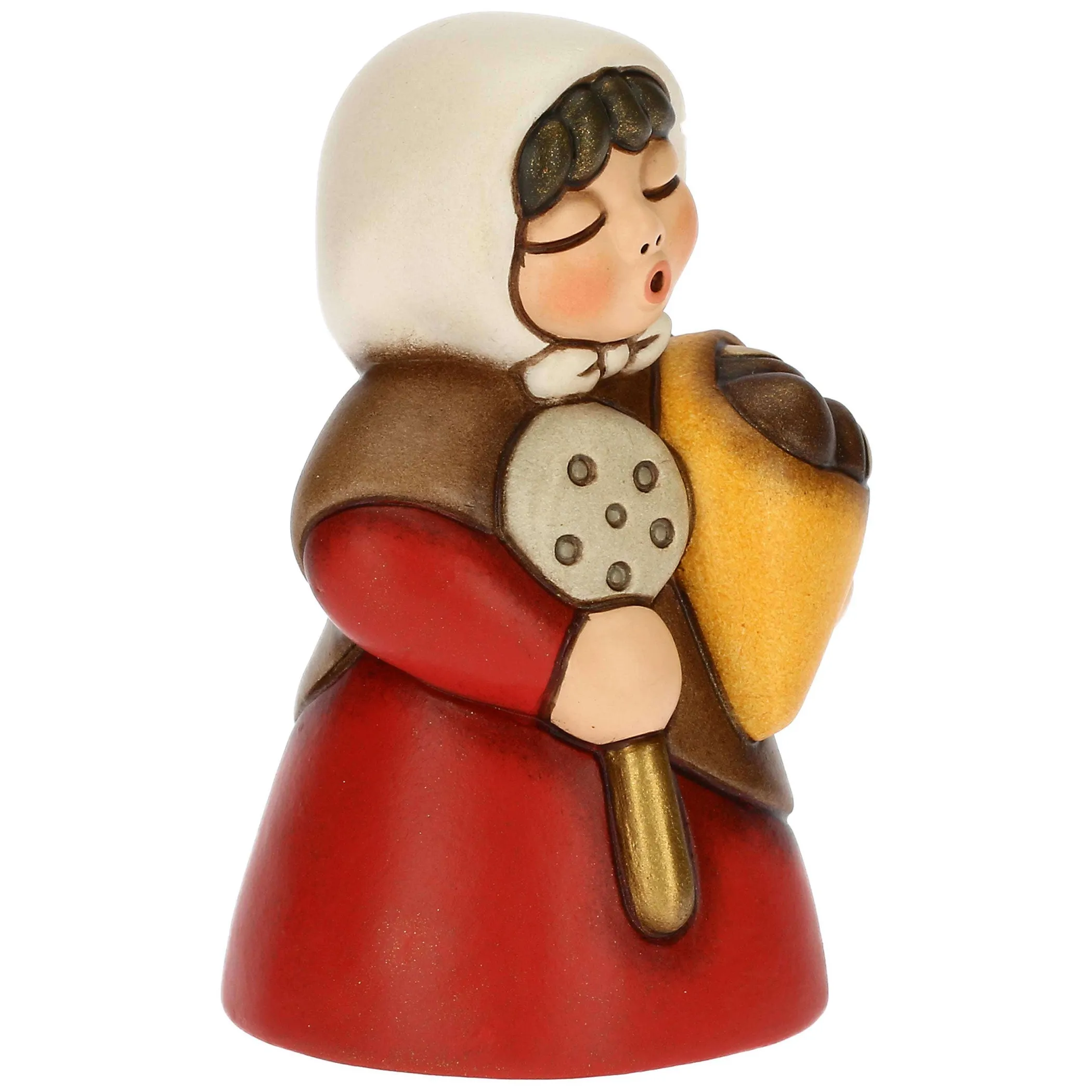 THUN Donna con castagne in ceramica Presepe Classico rosso* Presepe