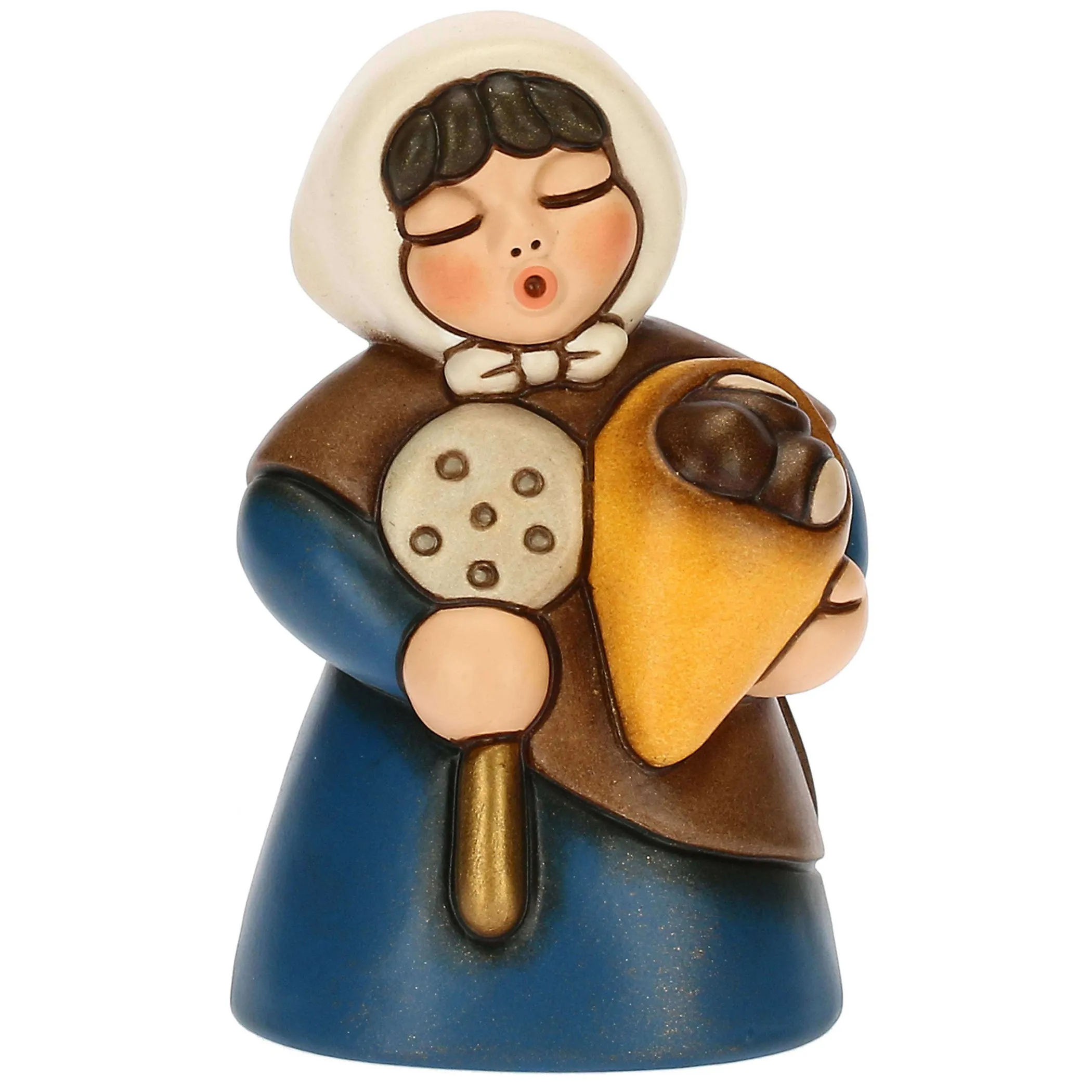 THUN Donna con castagne in ceramica Presepe Classico blu* Presepe