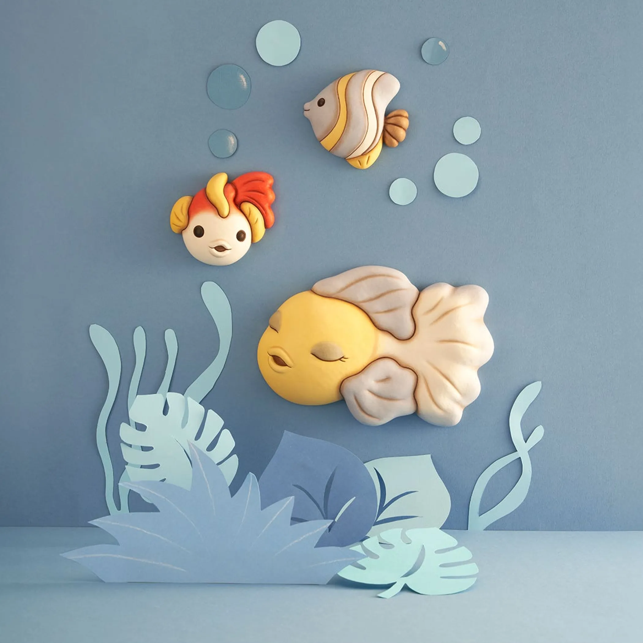 THUN Formella 3D pesce a strisce in ceramica, piccola* Formelle|Formelle