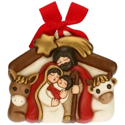 THUN Formella Presepe con Gesù, Giuseppe, Maria, Bue e Asinello medio* Addobbi Natalizi|Formelle