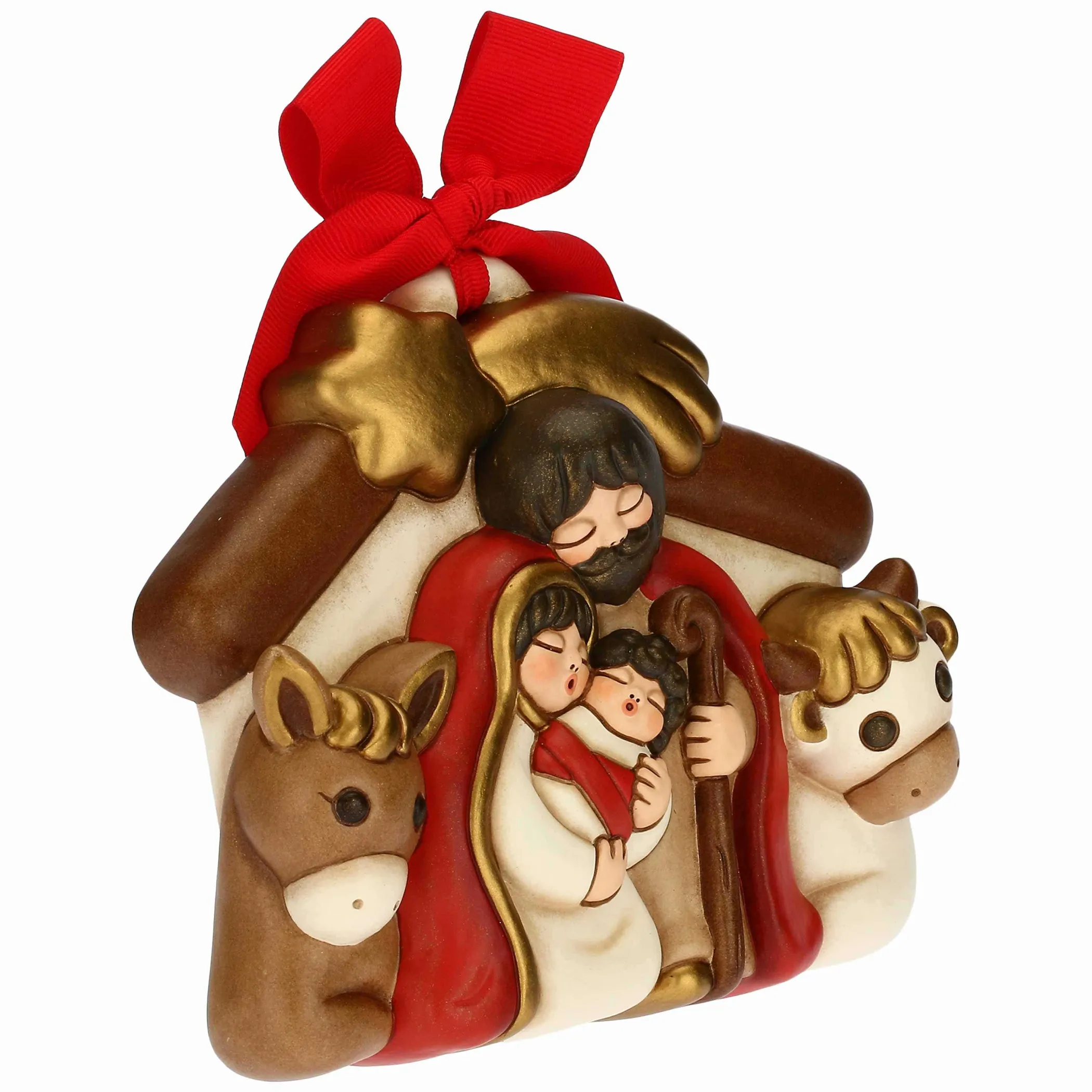 THUN Formella Presepe con Gesù, Giuseppe, Maria, Bue e Asinello medio* Addobbi Natalizi|Formelle