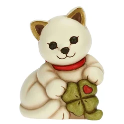 THUN Gatto salvadanaio con quadrifoglio portafortuna* Animali E Mini Animali|Bomboniere Comunione