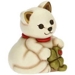 THUN Gatto salvadanaio con quadrifoglio portafortuna* Animali E Mini Animali|Bomboniere Comunione