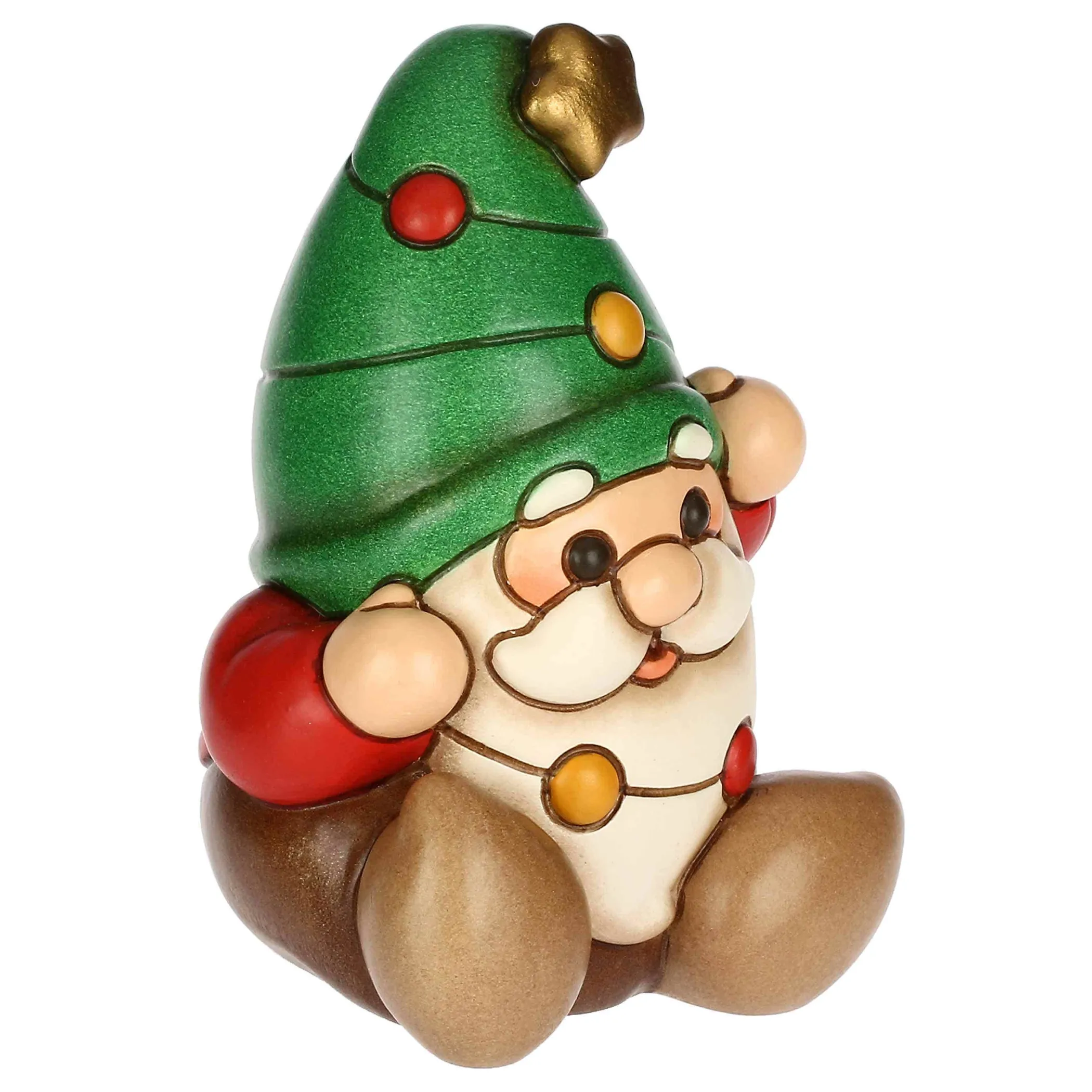 THUN Gnomo Oliver con lucine natalizie in ceramica, piccolo* Addobbi Natalizi