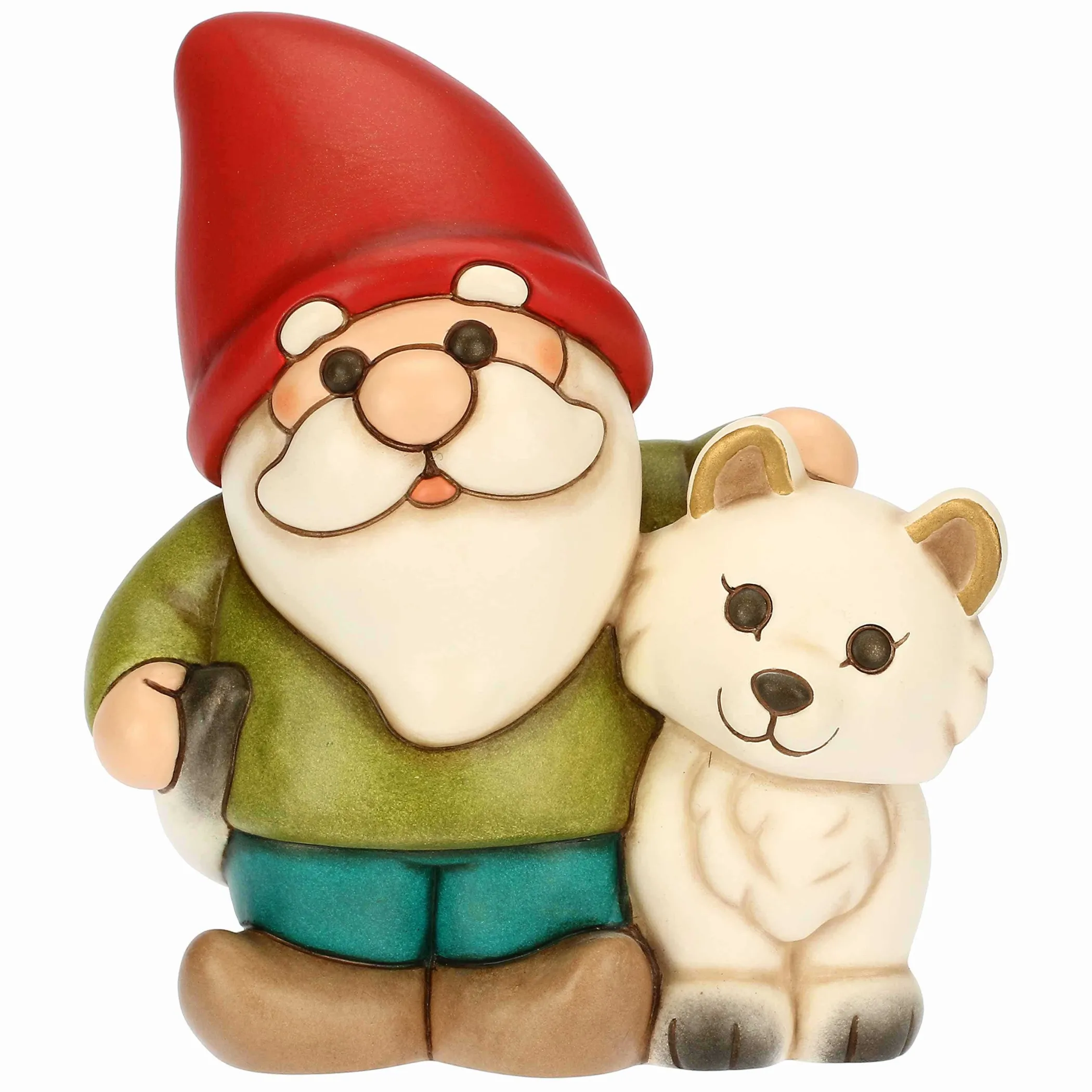 THUN Gnomo Oliver con volpe bianca Perla in ceramica Inverno Incantato* Animali E Mini Animali|Figure