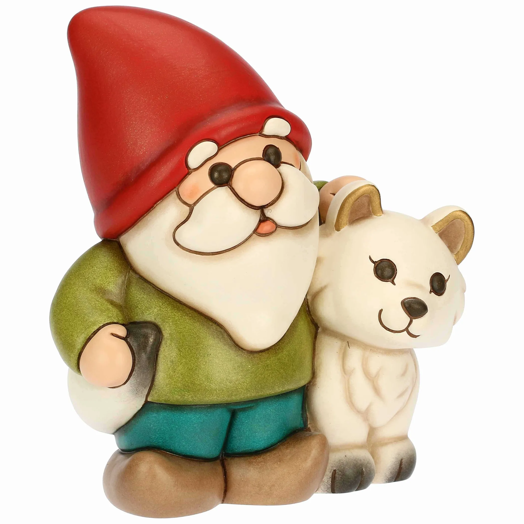 THUN Gnomo Oliver con volpe bianca Perla in ceramica Inverno Incantato* Animali E Mini Animali|Figure