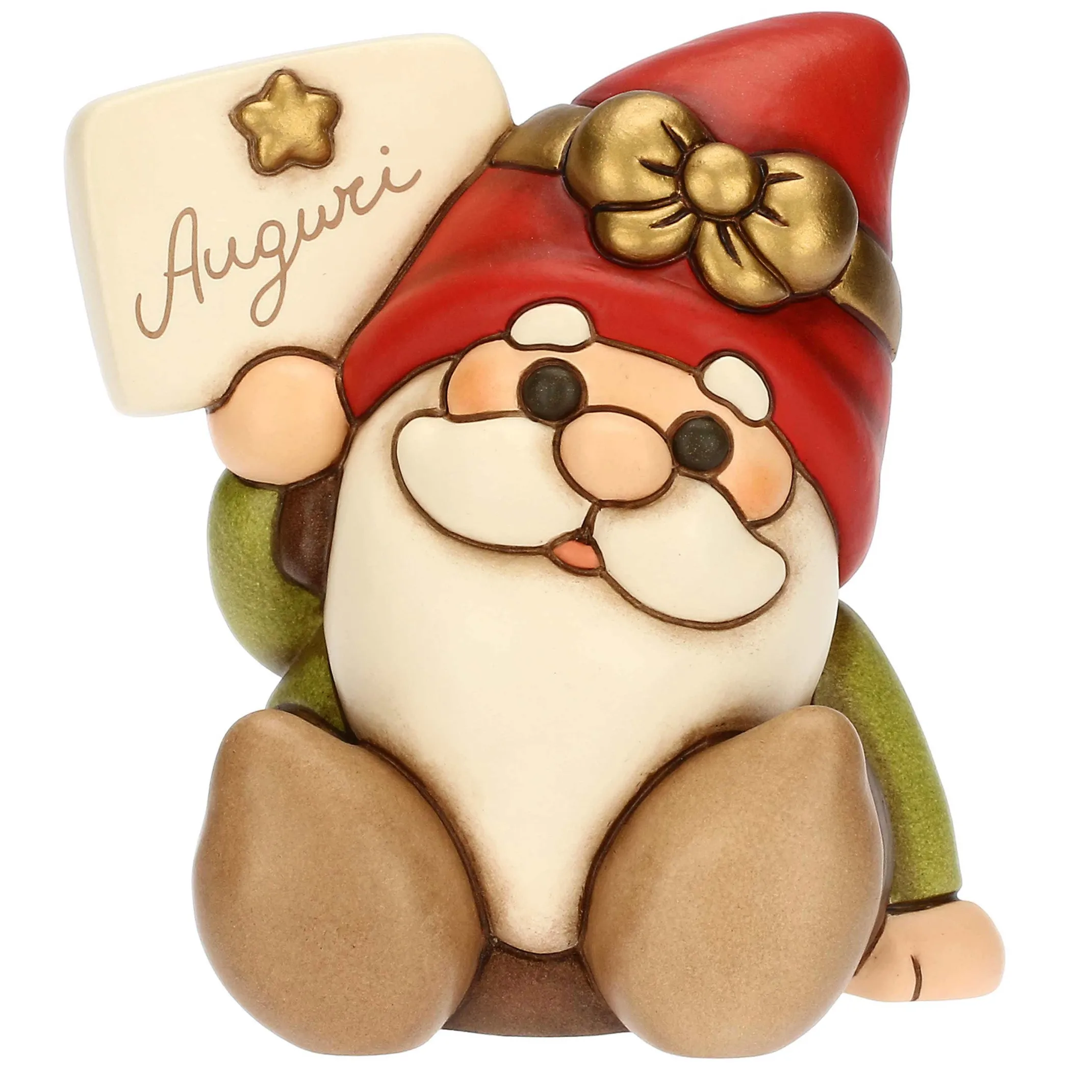 THUN Gnomo Oliver in ceramica con scritta Auguri* Addobbi Natalizi