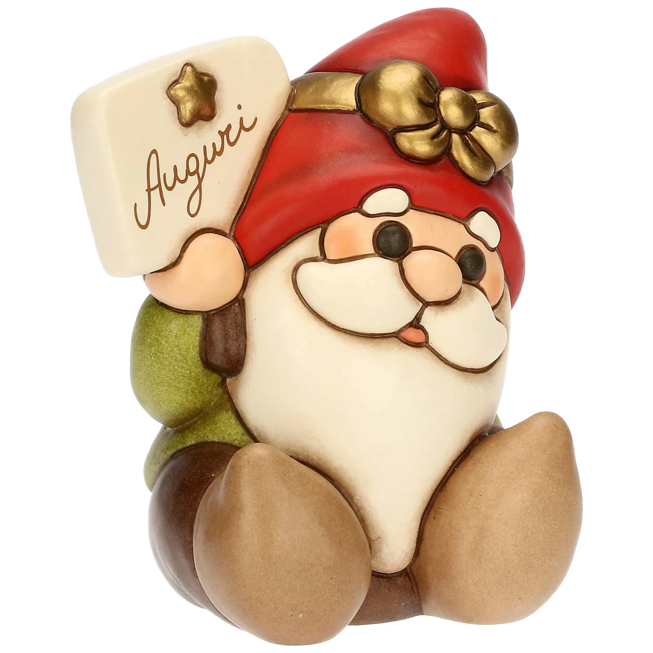 THUN Gnomo Oliver in ceramica con scritta Auguri* Addobbi Natalizi