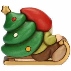 THUN Gnomo Oliver su slitta con albero in ceramica* Addobbi Natalizi