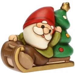 THUN Gnomo Oliver su slitta con albero in ceramica* Addobbi Natalizi