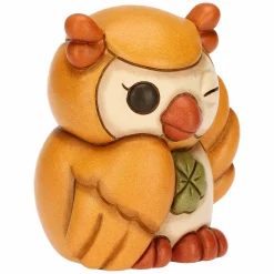 THUN Gufo Lucky giallo con quadrifoglio in ceramica Racconti d'Autunno* Animali E Mini Animali|Figure