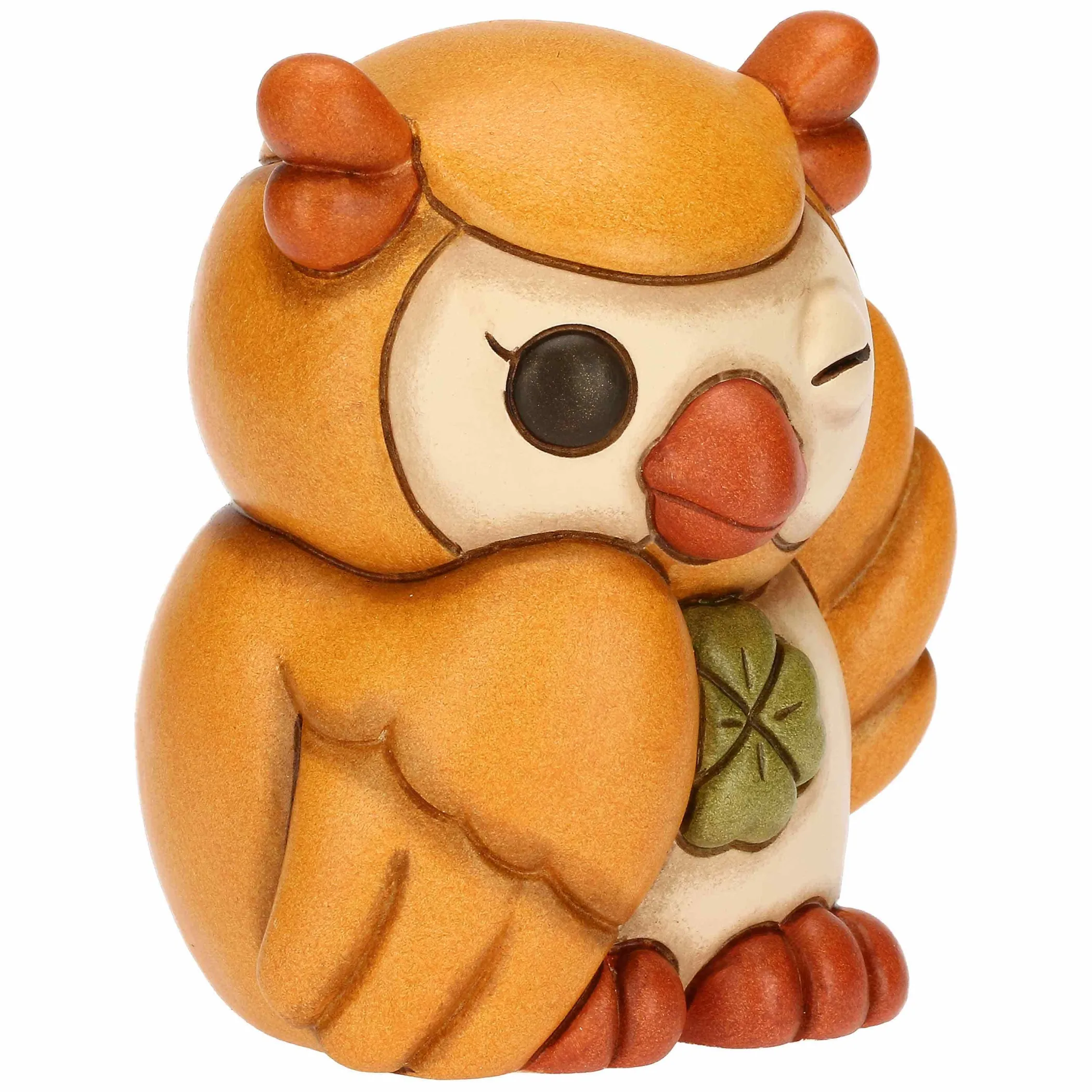 THUN Gufo Lucky giallo con quadrifoglio in ceramica Racconti d'Autunno* Animali E Mini Animali|Figure